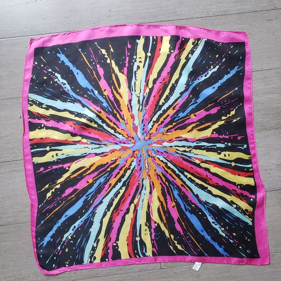 Tony & Candice Color Burst 100% Silk Square Scarf - Picture 3 of 6